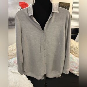 EXPRESS Rayon button Down, roll up sleeve top